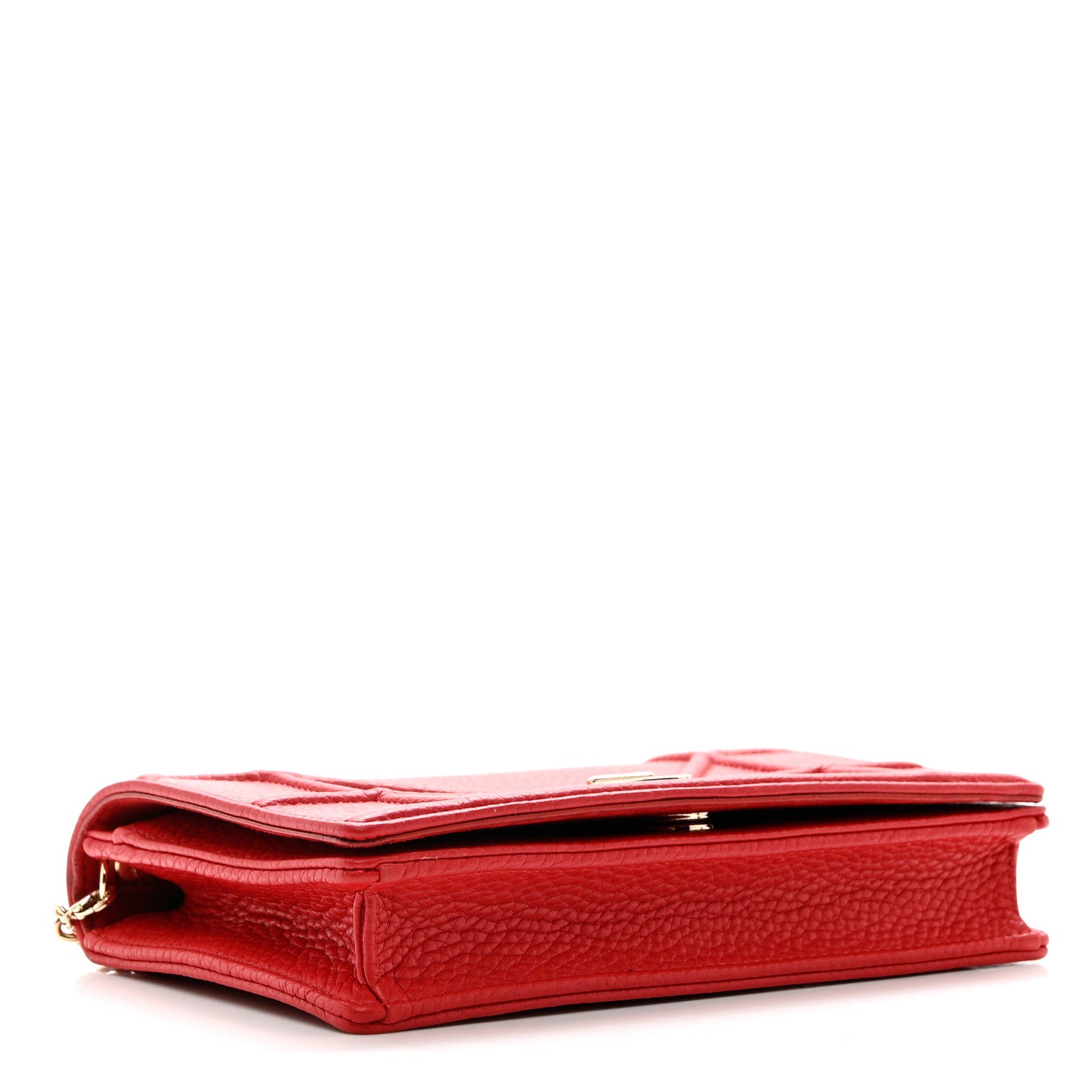 Christian Dior Grained Calfskin Diorama Wallet on Chain Pouch Rouge Vif 3 of 5