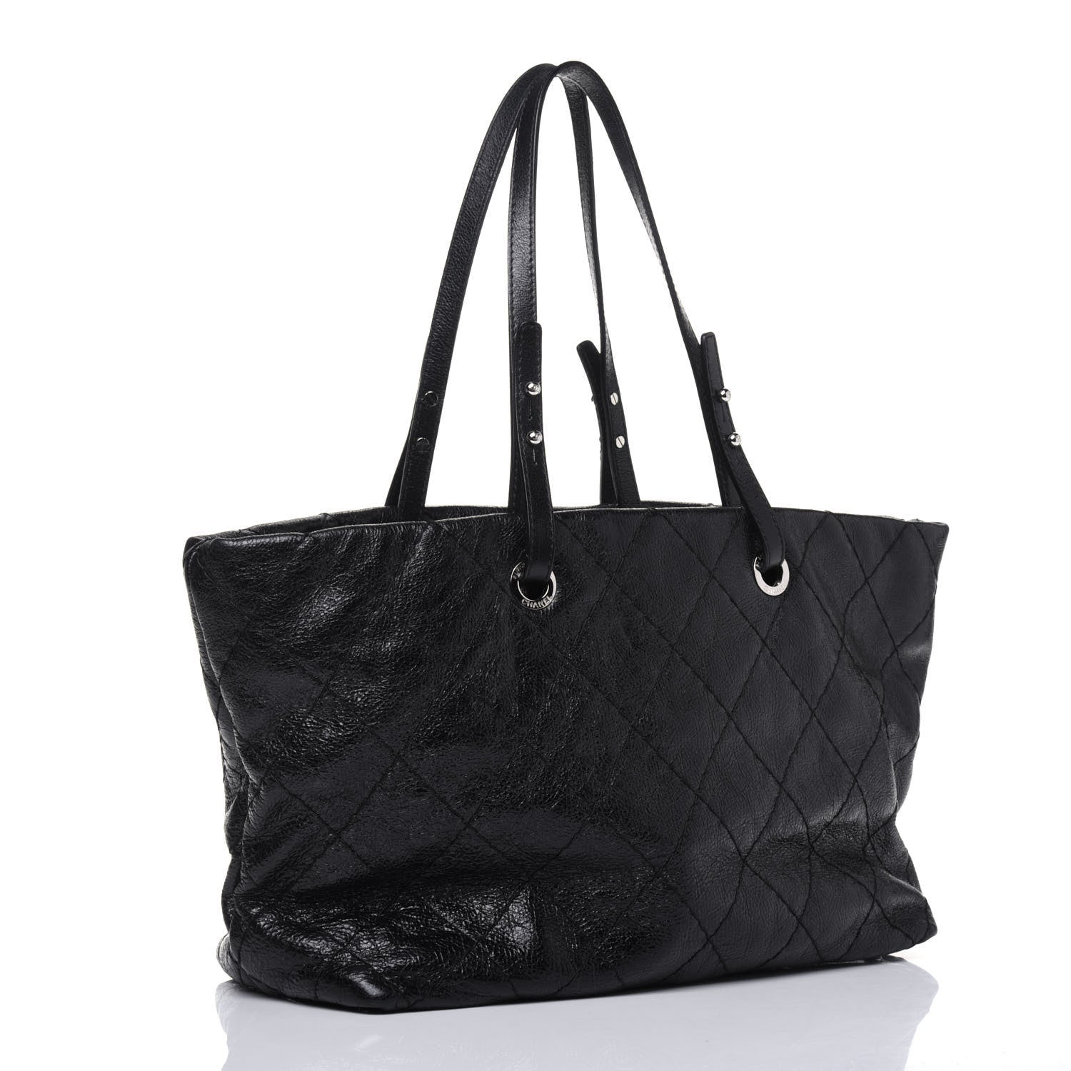 Chanel Glazed Calfskin Large On The Road Tote Black 3 of 22