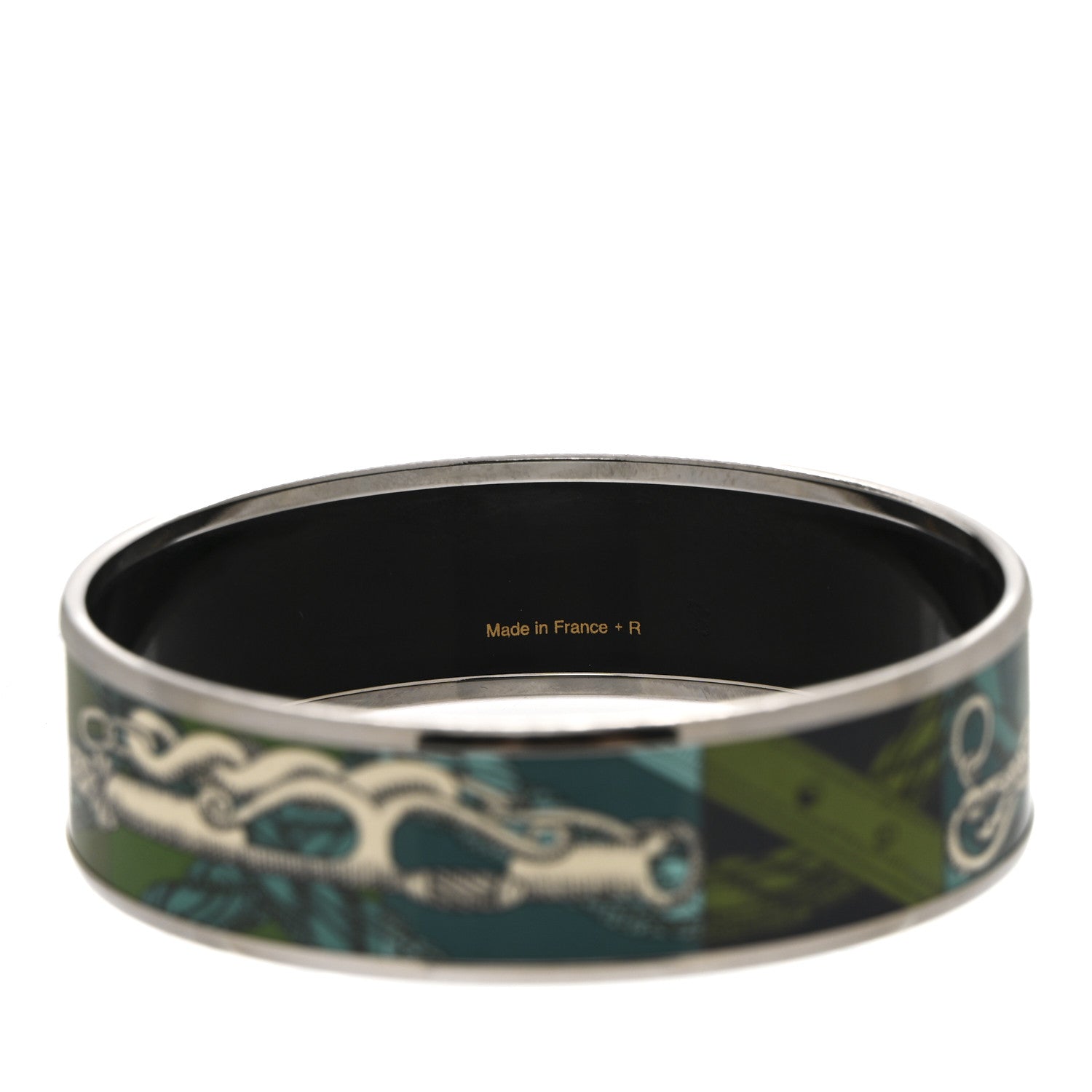 Hermes Enamel Printed Della Cavalleria Wide Bracelet 65 Foret 5 of 7