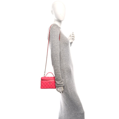 Chanel Caviar Quilted Top Handle Slim Vanity With Chain Fuchsia 3 of 10
