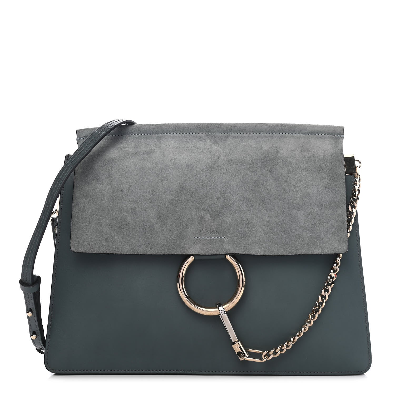 Chloe Suede Calfskin Medium Faye Shoulder Bag Cloudy Blue 1 of 9