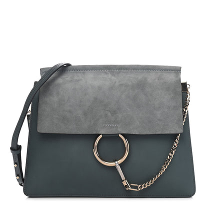 Chloe Suede Calfskin Medium Faye Shoulder Bag Cloudy Blue 1 of 9