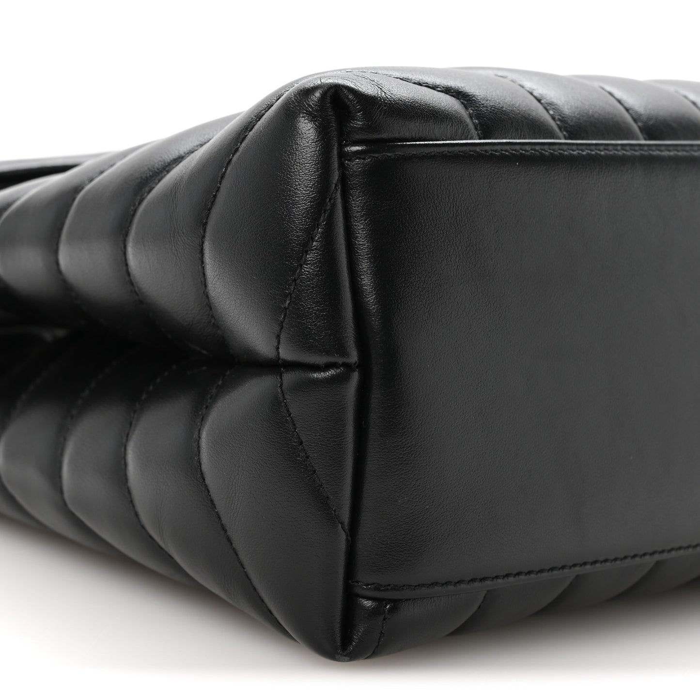 Calfskin Y Quilted Monogram Medium Loulou Chain Satchel Black