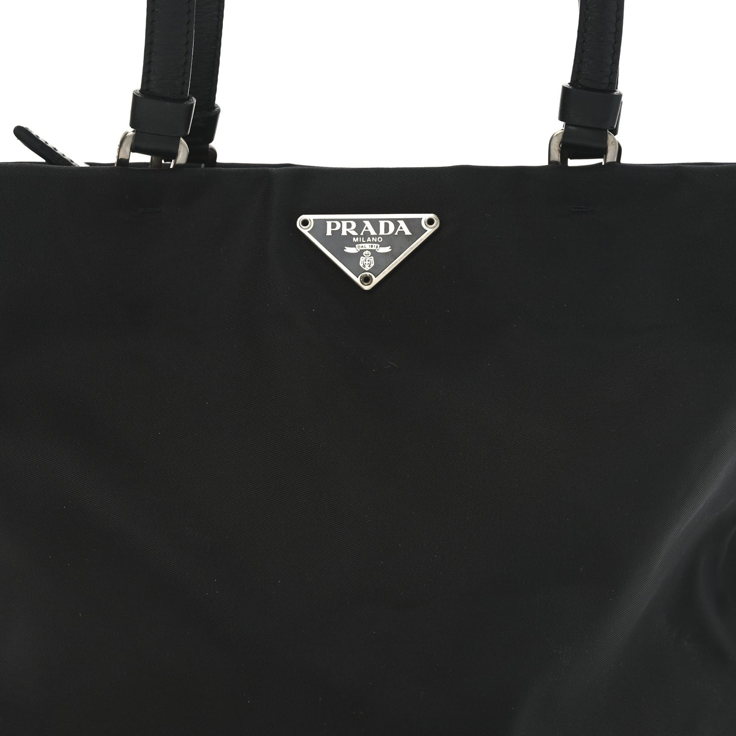Tessuto Nylon Calfskin Shopping Tote Black