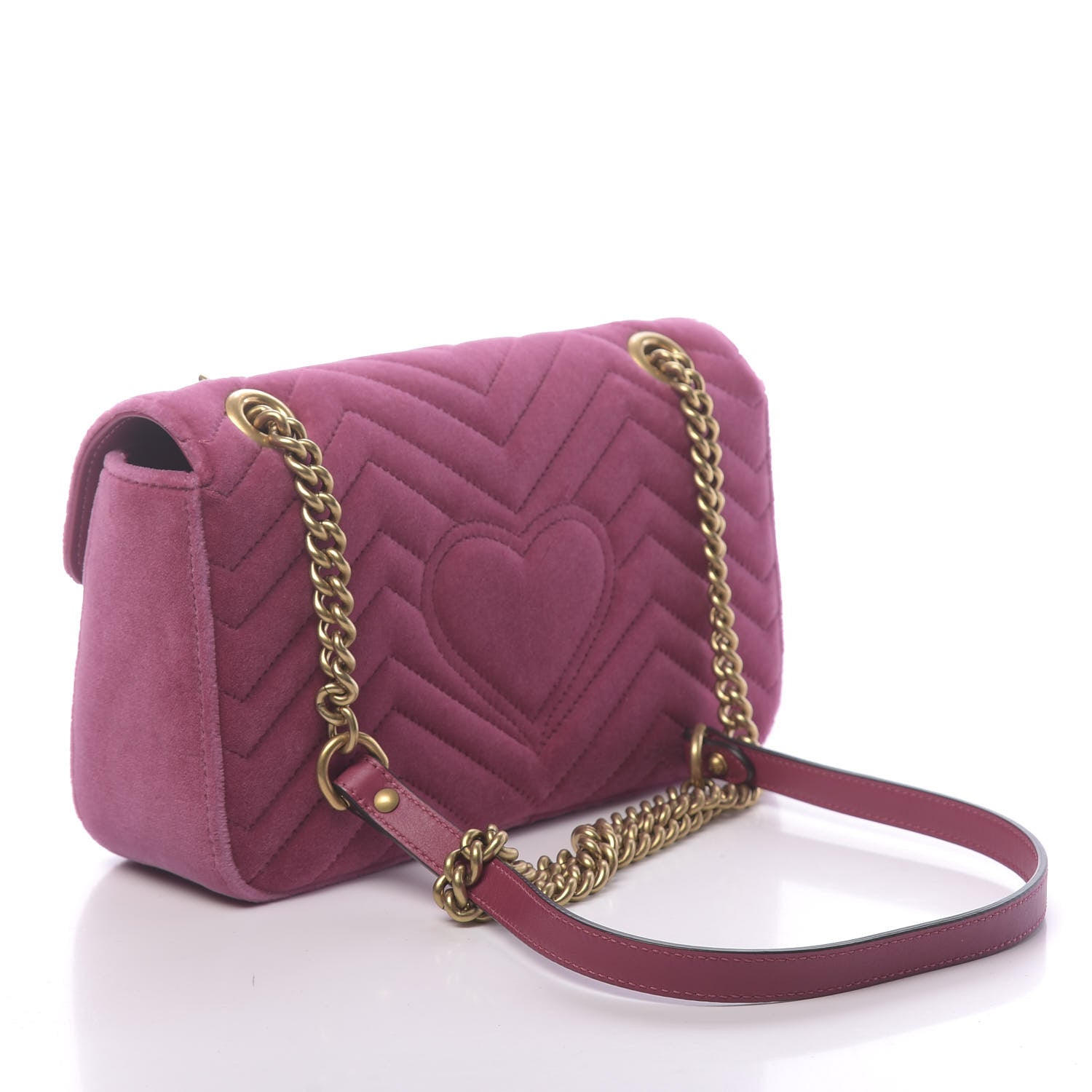 Gucci Velvet Matelasse Small GG Marmont Shoulder Bag Light Raspberry Rose 3 of 10