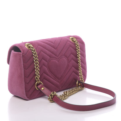 Gucci Velvet Matelasse Small GG Marmont Shoulder Bag Light Raspberry Rose 3 of 10