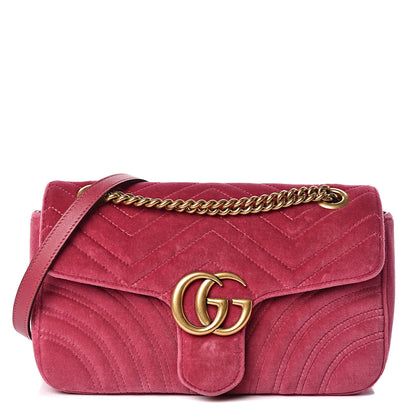 Gucci Velvet Matelasse Small GG Marmont Shoulder Bag Light Raspberry Rose 1 of 10