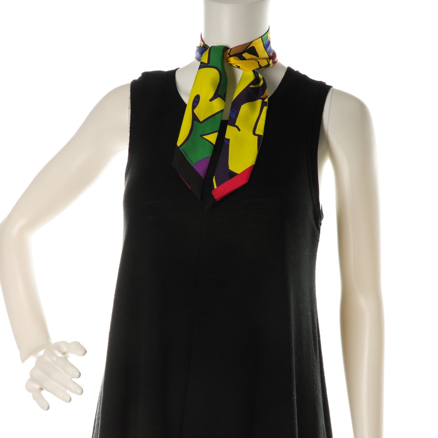 Hermes Silk Graff Graffiti Twilly Noir Jaune Vert 2 of 5