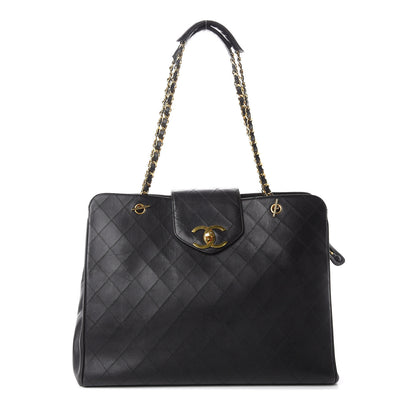 Chanel Calfskin Stitched XL Weekender Black 1 of 9