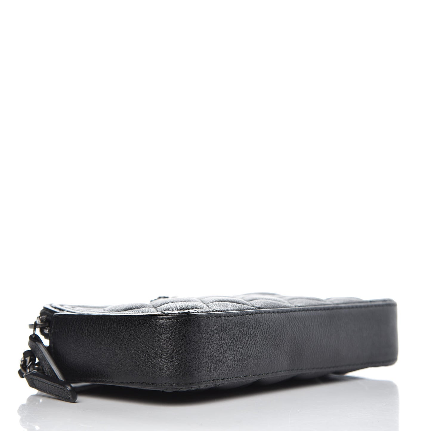 Calfskin Quilted Small Boy Clutch With Chain Black