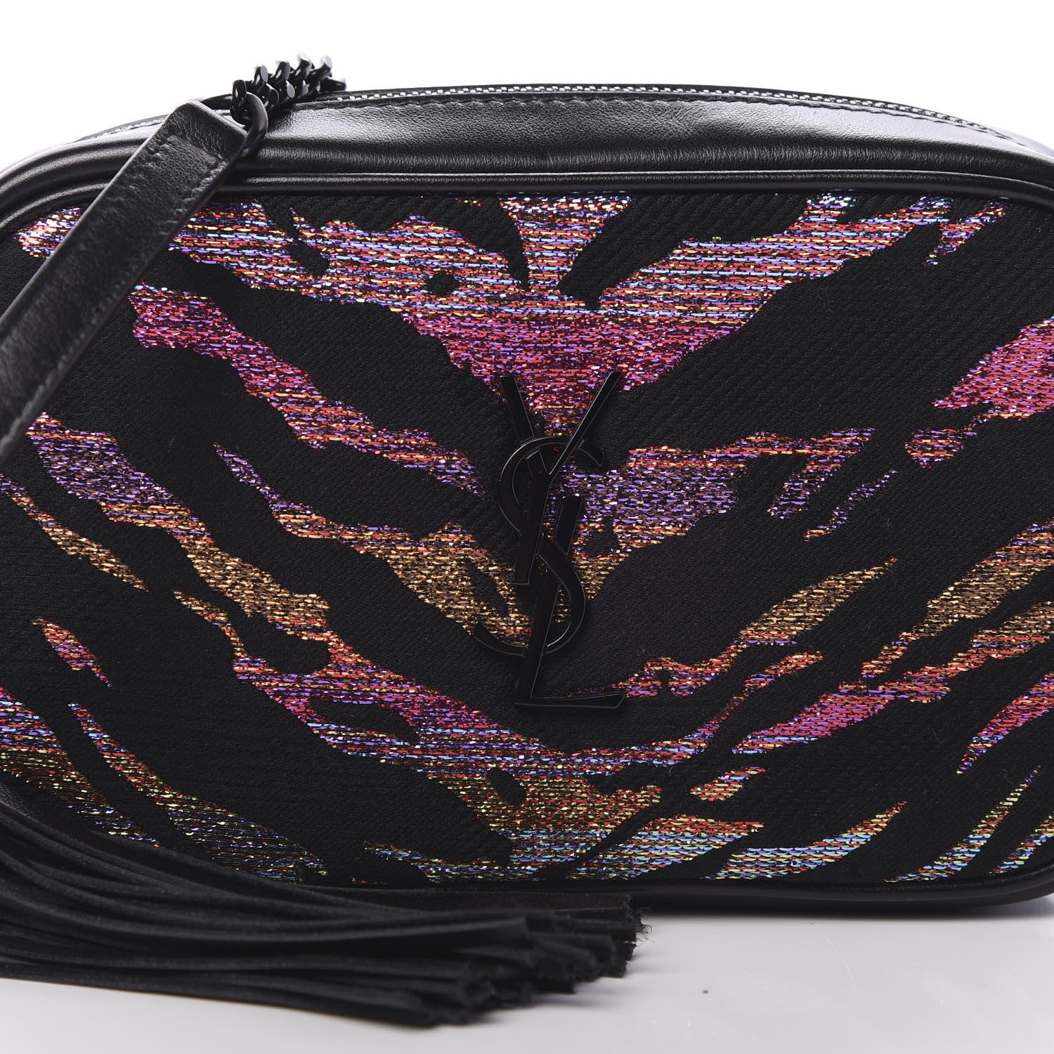Saint Laurent Calfskin Tiger Burnout Monogram Lou Camera Bag Black 9 of 9