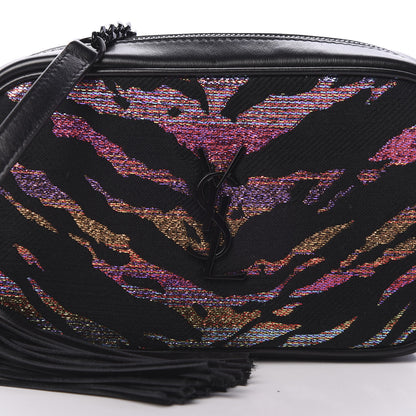Saint Laurent Calfskin Tiger Burnout Monogram Lou Camera Bag Black 9 of 9