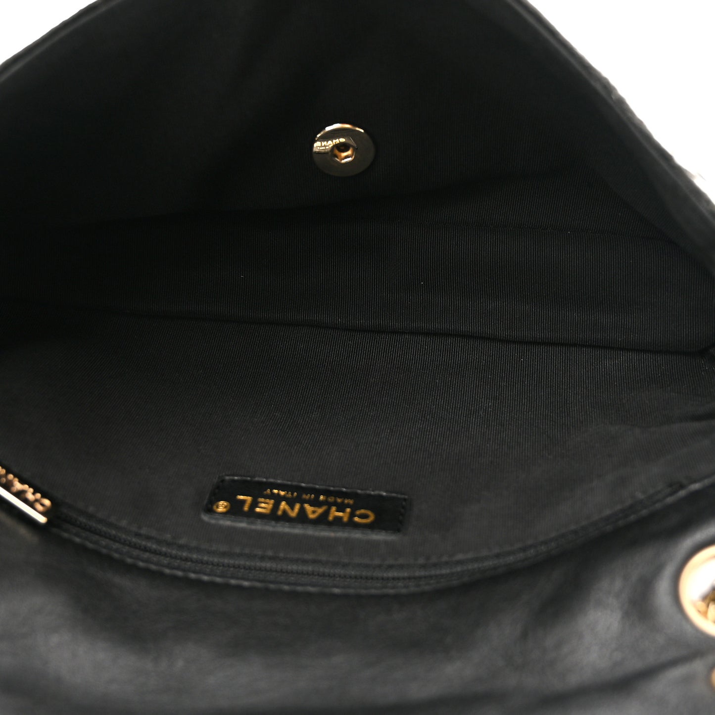 Velvet Quilted Medium Flap Black White
