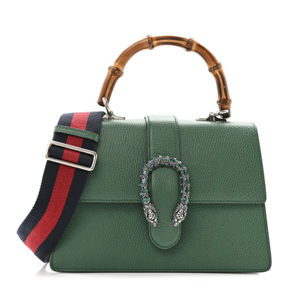 Gucci Dollar Calfskin Crystal Web Medium Dionysus Bamboo Top Handle Bag Emerald 1 of 15