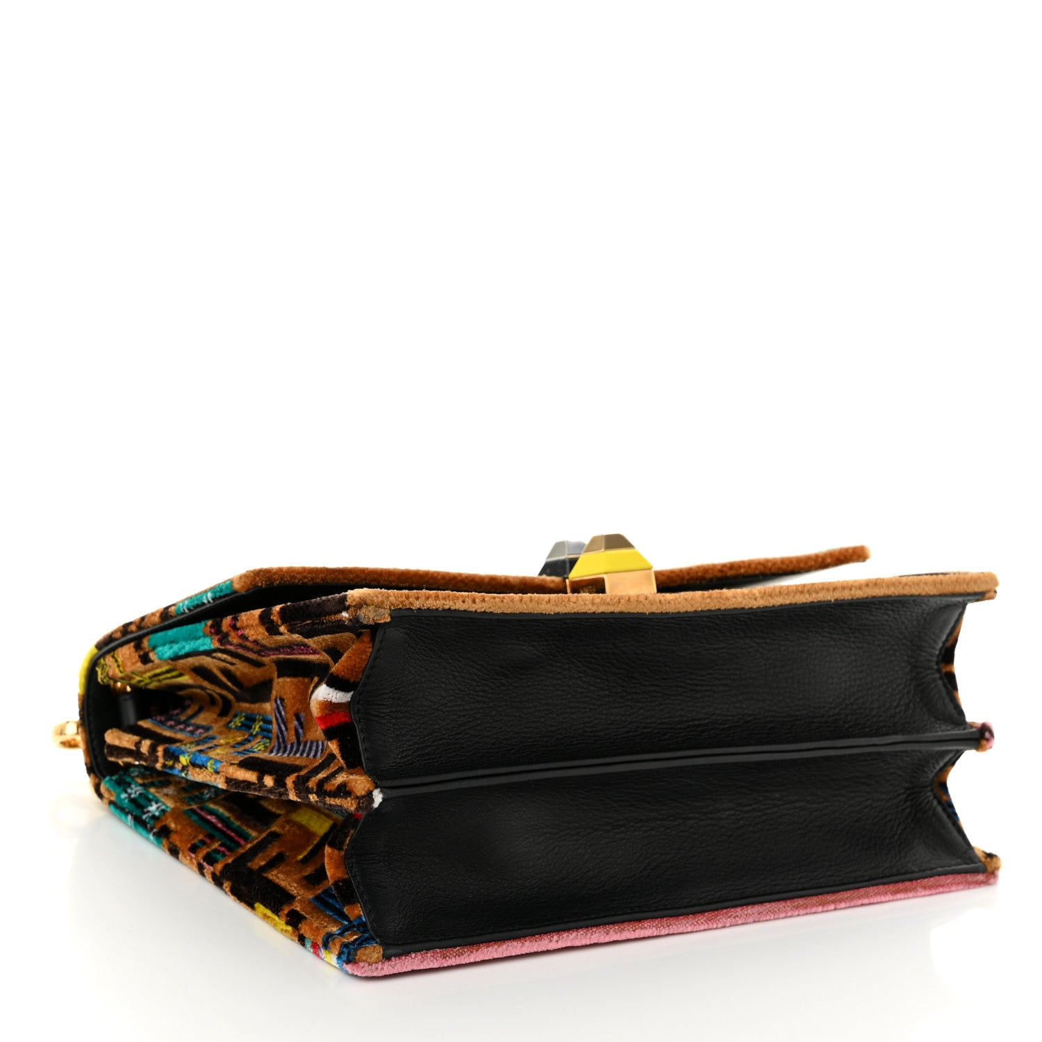 Fendi Velvet Vitello Dolce Fun Fair Kan I Shoulder Bag Tobacco Multicolor Black 4 of 10