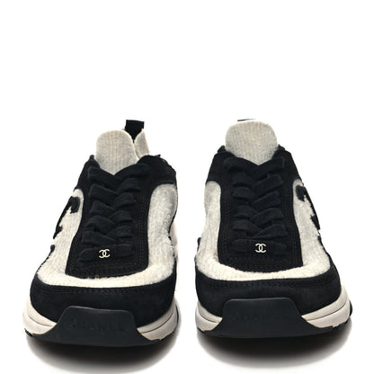 Chanel Fabric Suede Calfskin CC Sneakers 39 Grey Black 2 of 6