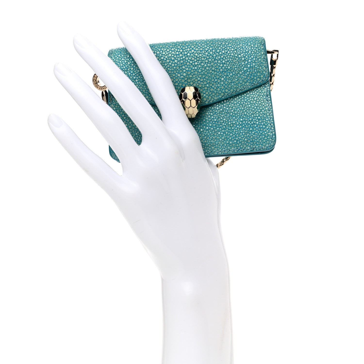 Bulgari Galuchat Serpenti Forever Miniature Bag Charm Green 2 of 7