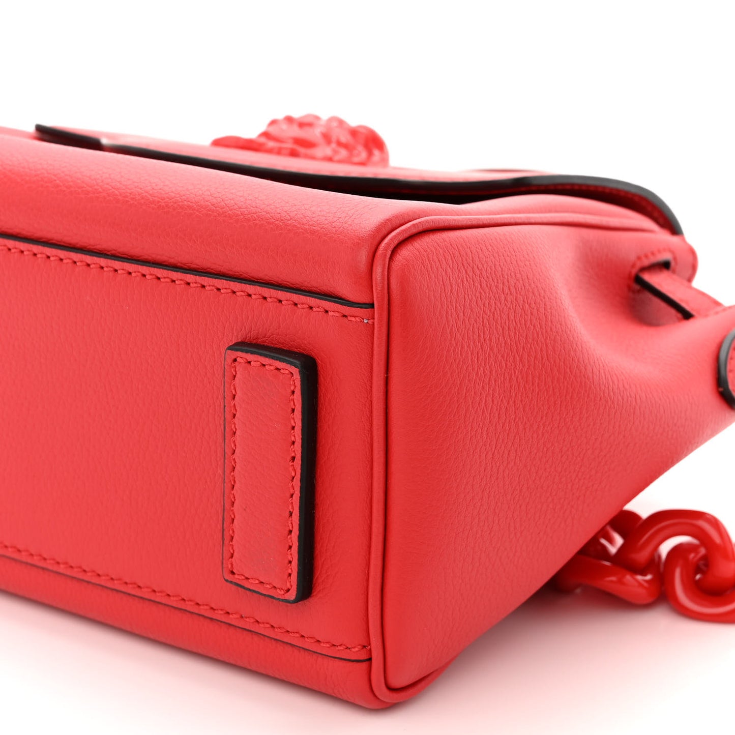 Grained Calfskin Small La Medusa Top Handle Bag Red