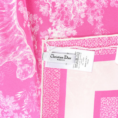 Christian Dior Silk Toile De Jouy Sauvage Square Scarf Fluorescent Pink 3 of 3