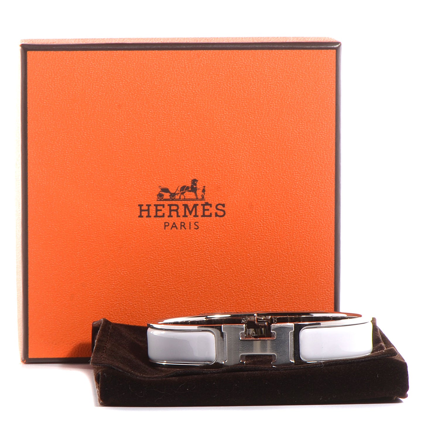 Enamel Narrow Clic Clac H Bracelet PM White