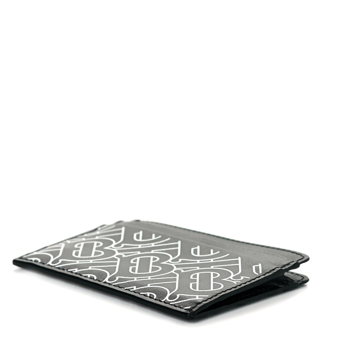 Calfskin Embossed Monogram Card Case Black White