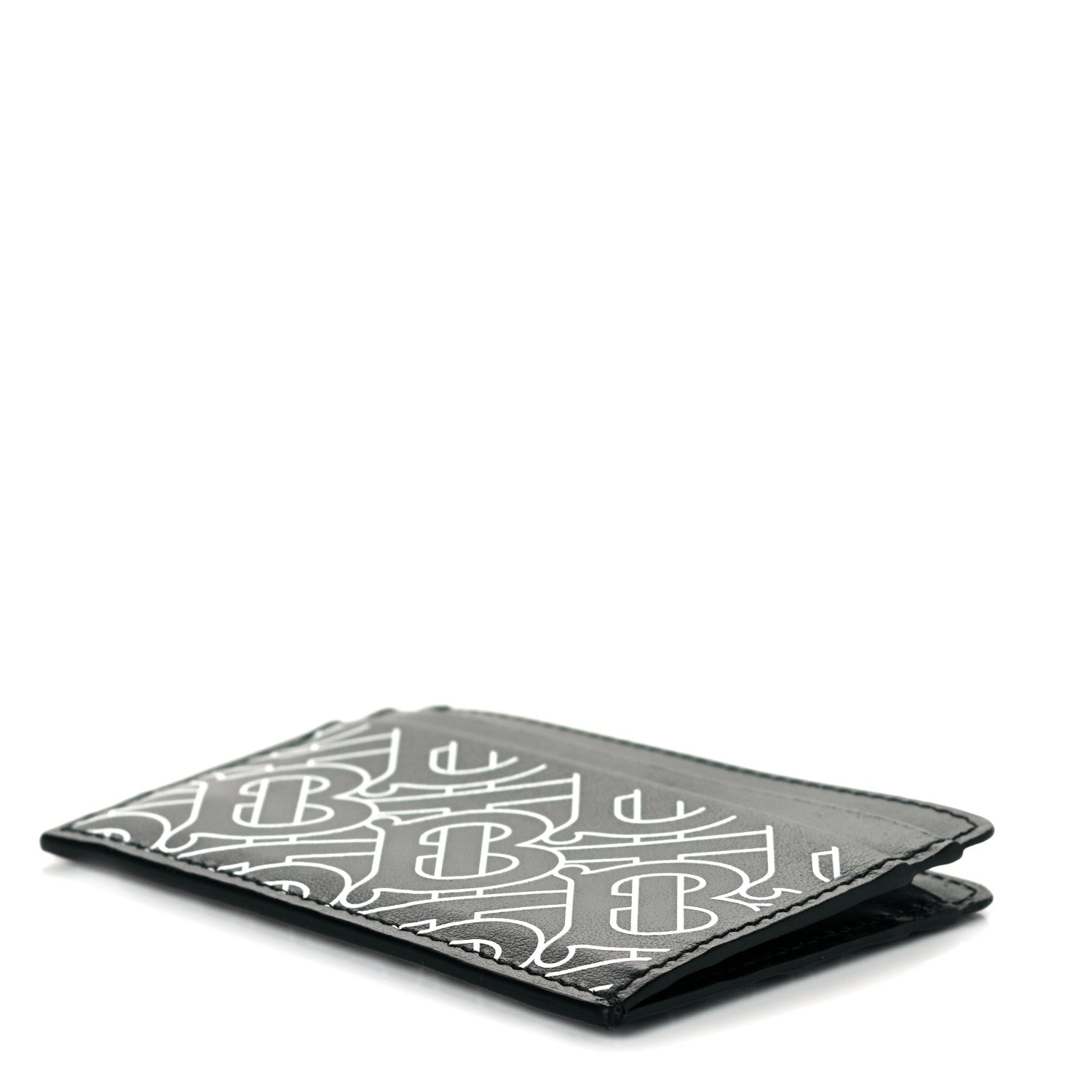 Burberry Calfskin Embossed Monogram Card Case Black White 5 of 7