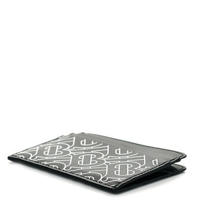Burberry Calfskin Embossed Monogram Card Case Black White 5 of 7