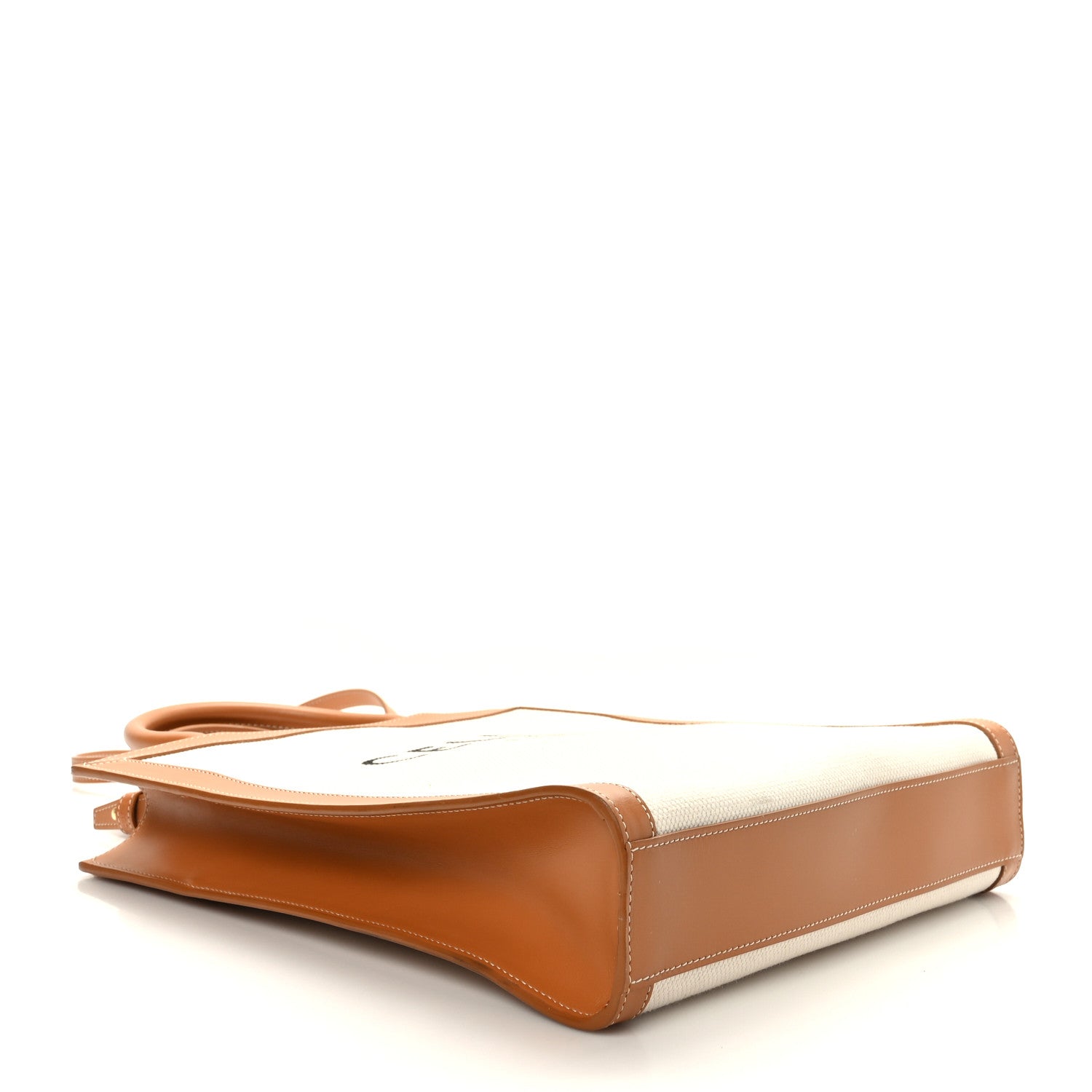 Celine Canvas Calfskin Logo Print Small Vertical Cabas Natural Tan 4 of 8