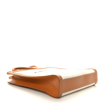 Celine Canvas Calfskin Logo Print Small Vertical Cabas Natural Tan 4 of 8