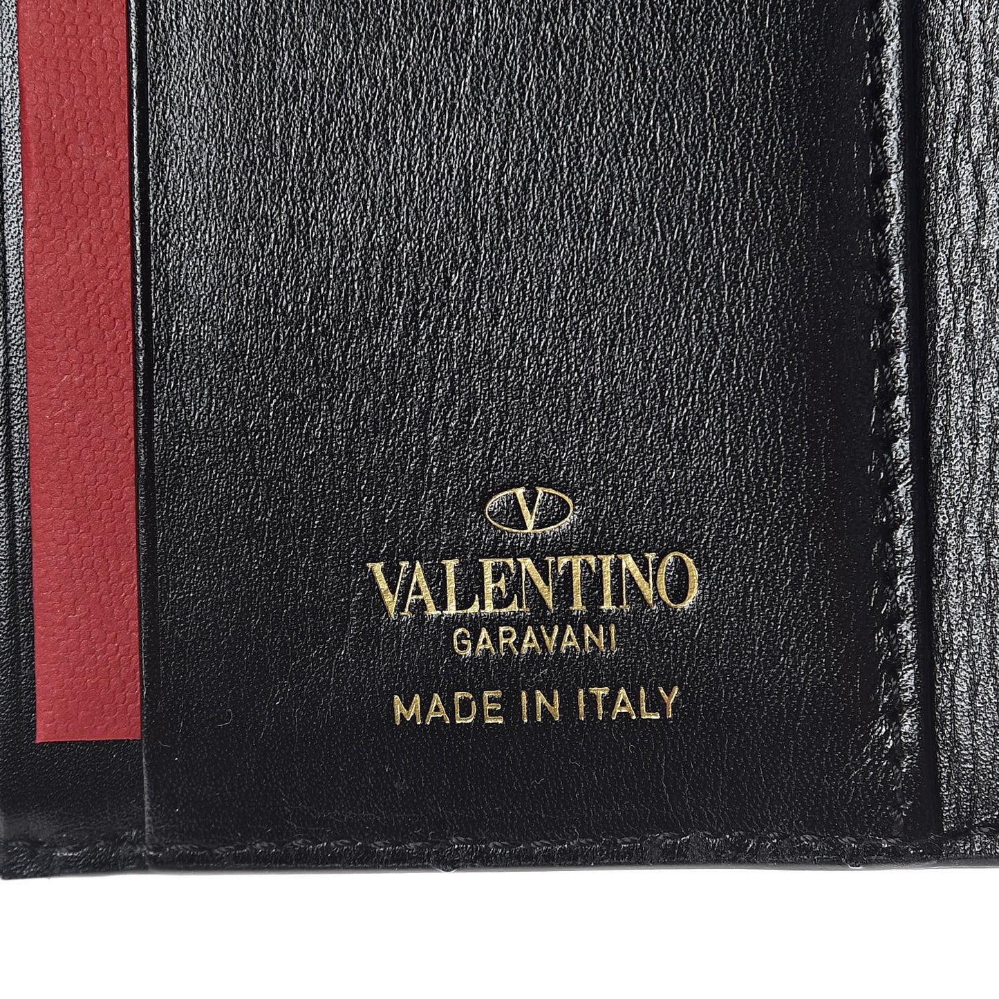 Calfskin VLogo Compact Wallet Black