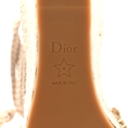 Christian Dior Canvas Embroidered Granville Ankle Tie Espadrille Wedges 40.5 Cream 7 of 9