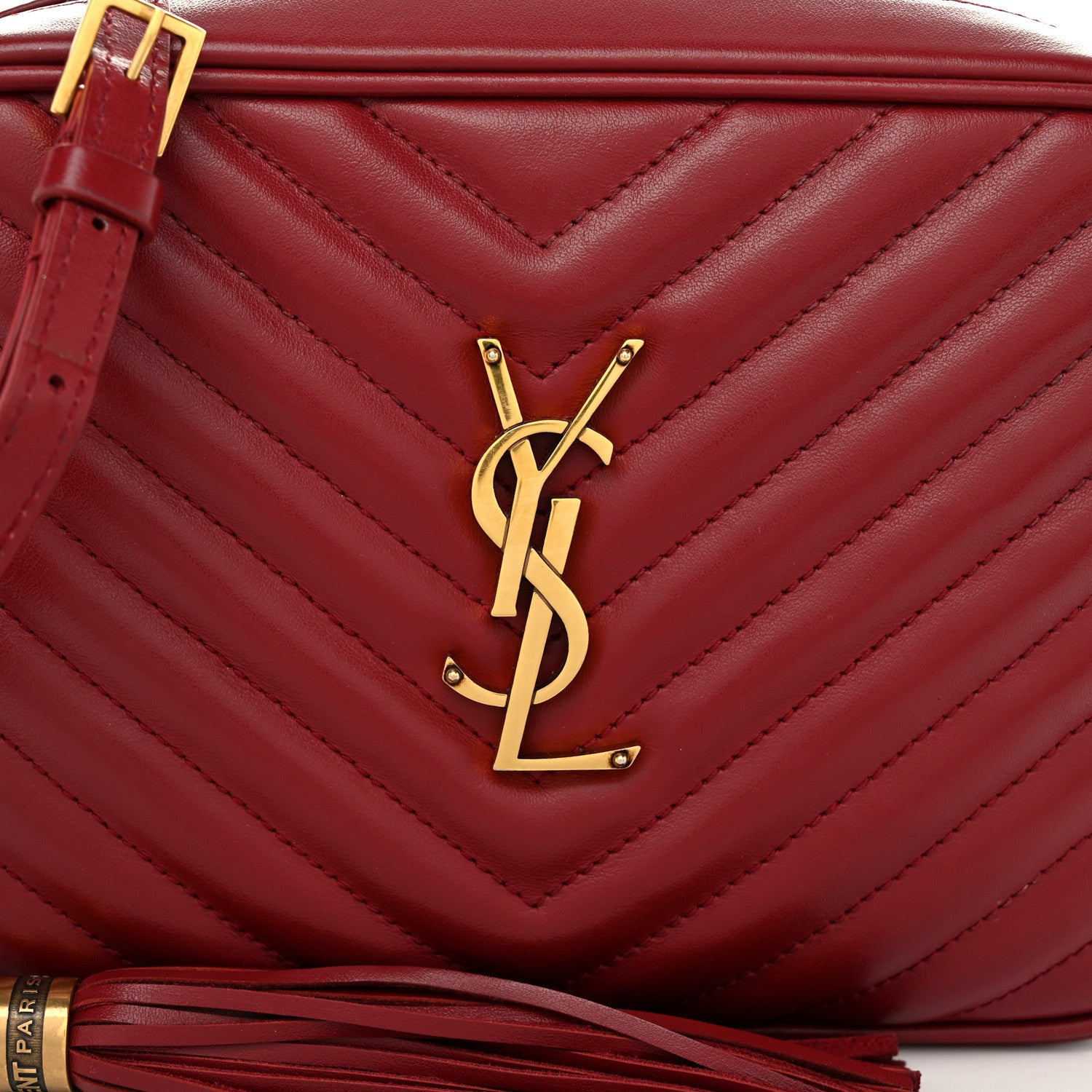 Saint Laurent Calfskin Matelasse Monogram Lou Camera Bag Rouge Eros 8 of 12