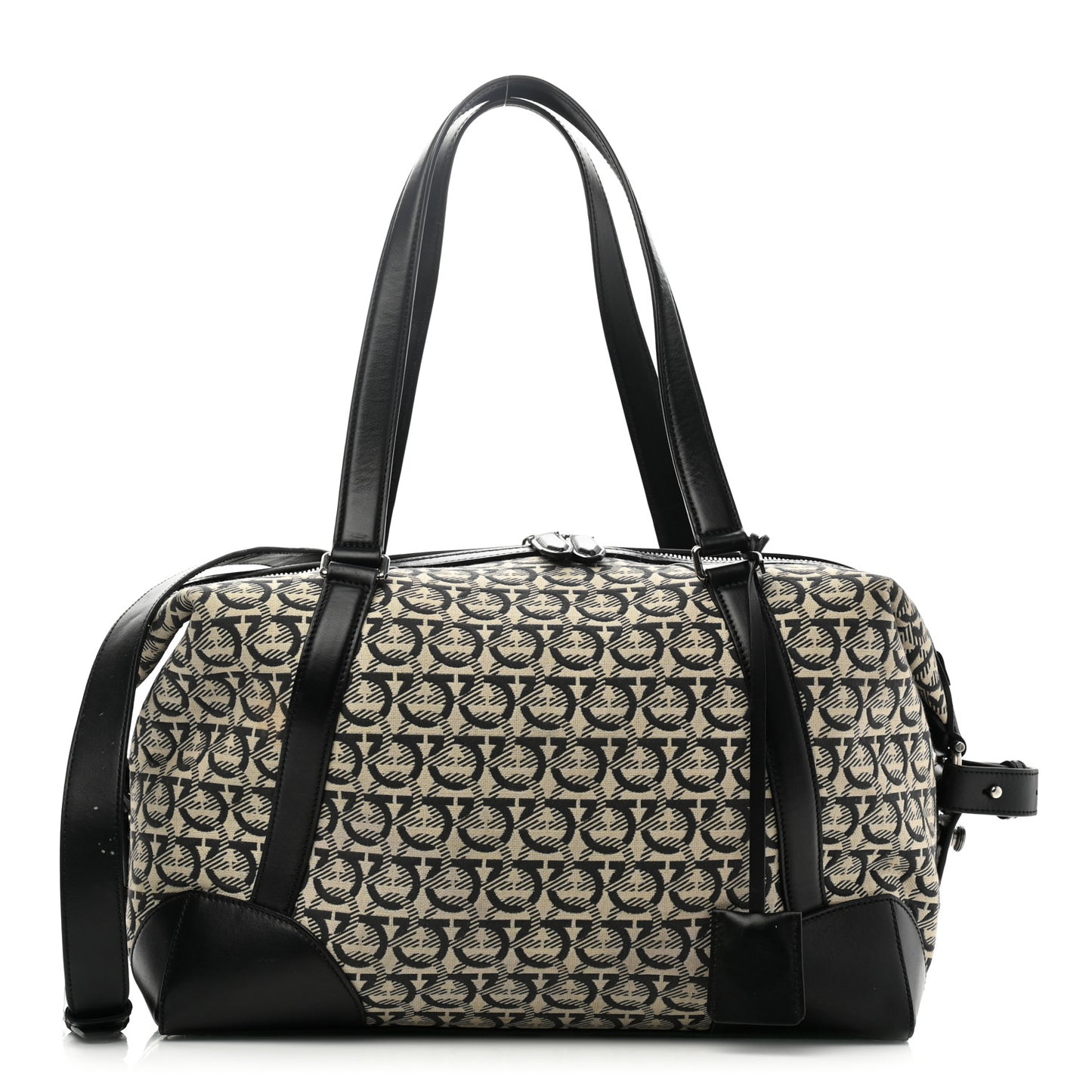 Canvas Calfskin Gancini Weekender Bag Black