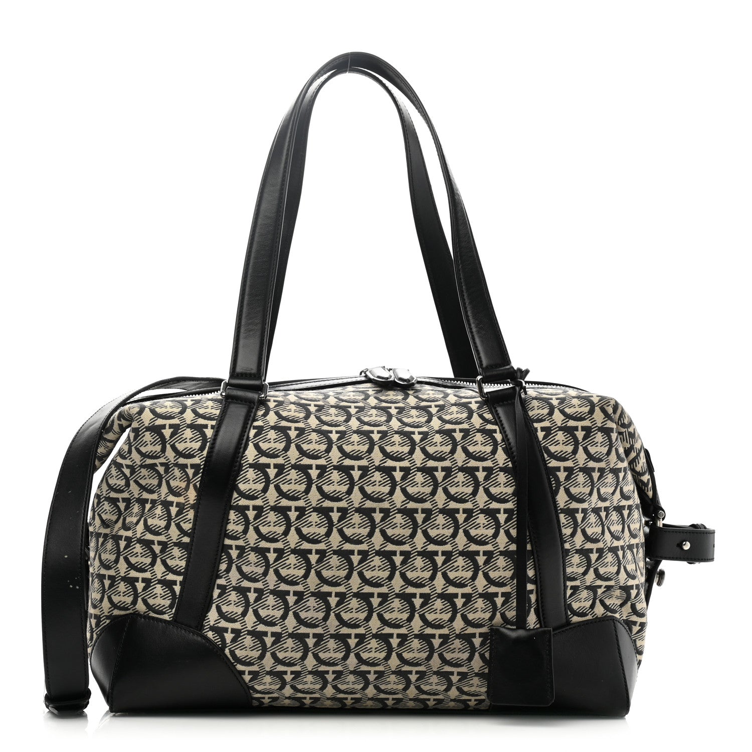Salvatore Ferragamo Canvas Calfskin Gancini Weekender Bag Black 1 of 7