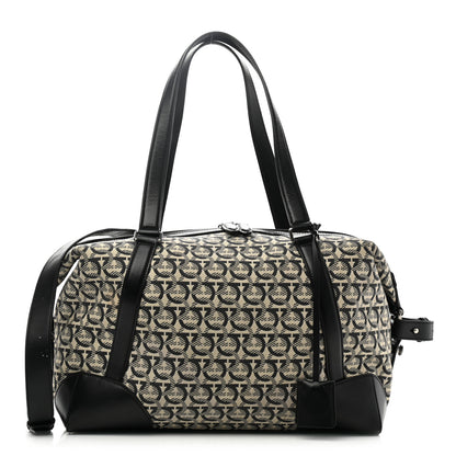 Salvatore Ferragamo Canvas Calfskin Gancini Weekender Bag Black 1 of 7