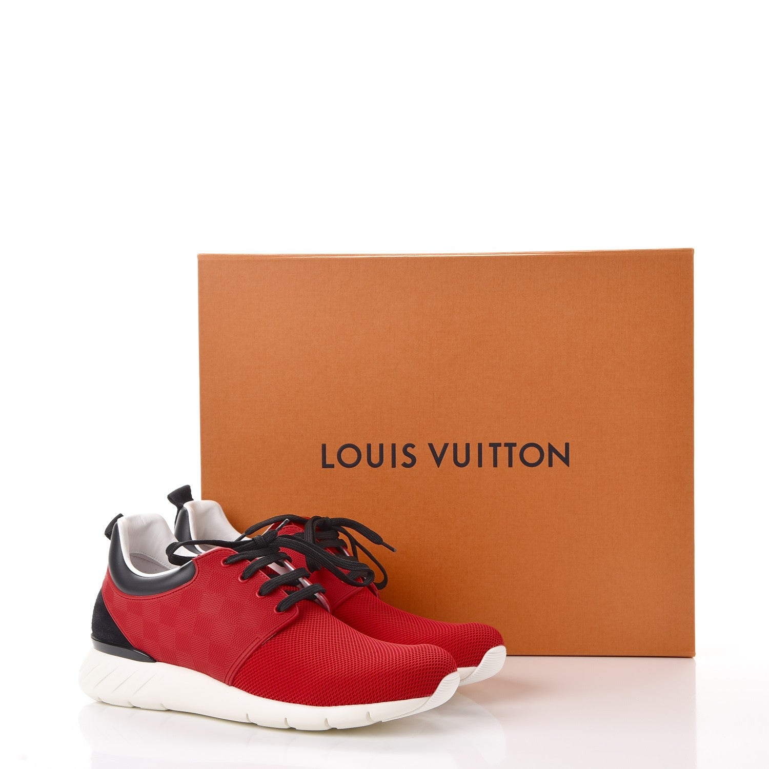 Louis Vuitton Rubber Mesh Suede Damier Fastlane Low Sneakers 9 Rouge 9 of 9