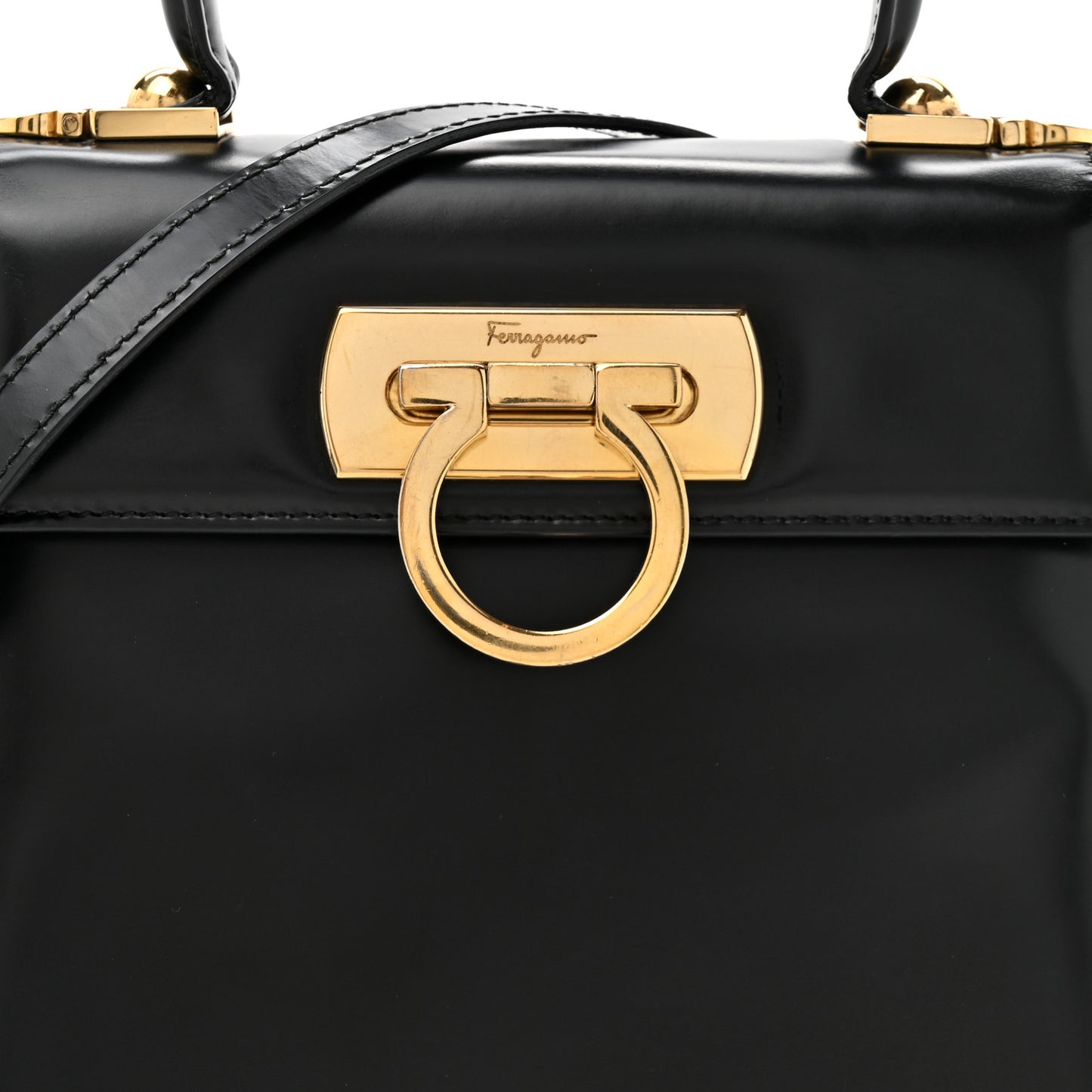 Brushed Off Calfskin Small Iconic Top Handle Black