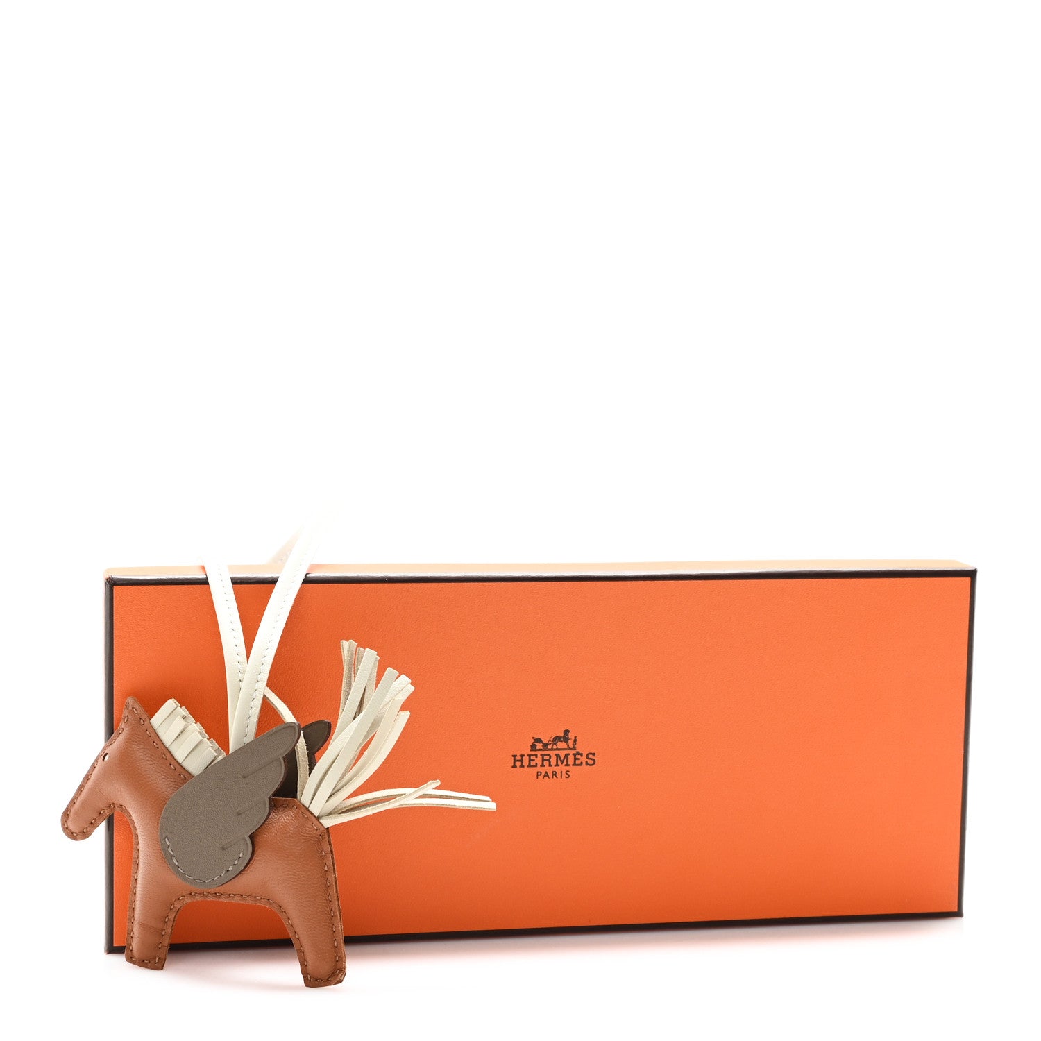 Hermes Milo Lambskin Grigri Rodeo Pegase Horse Bag Charm PM Gold Craie Etoupe 5 of 5