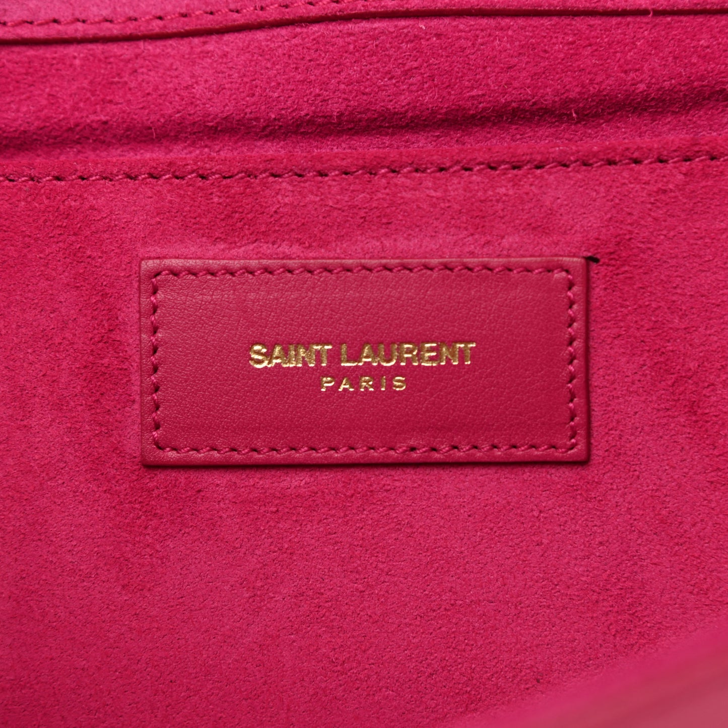 Calfskin Classic Y Ligne Clutch Fuchsia