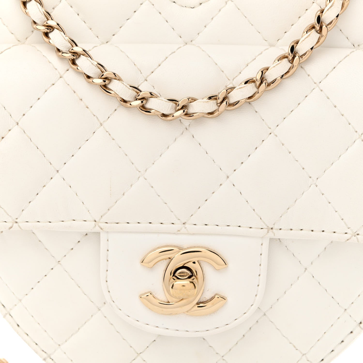 Chanel Lambskin Quilted CC In Love Heart Bag White 8 of 14