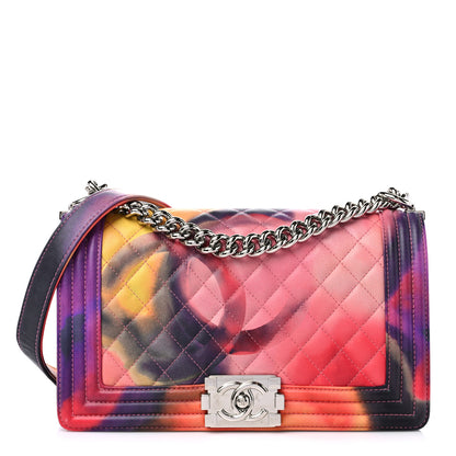 Chanel Printed Lambskin Quilted Medium Flower Power Boy Flap 1 of 12