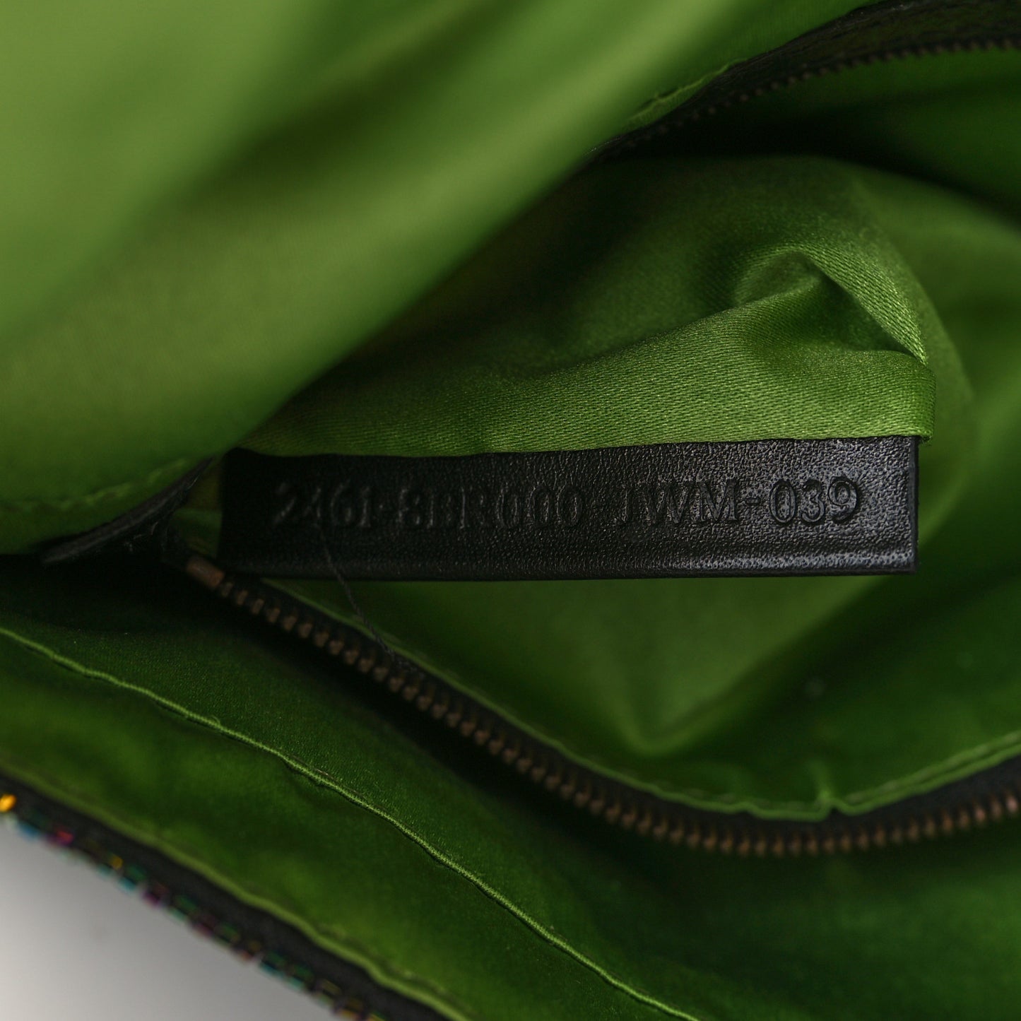 Metallic Calfskin Peacock Beaded Baguette Multicolor