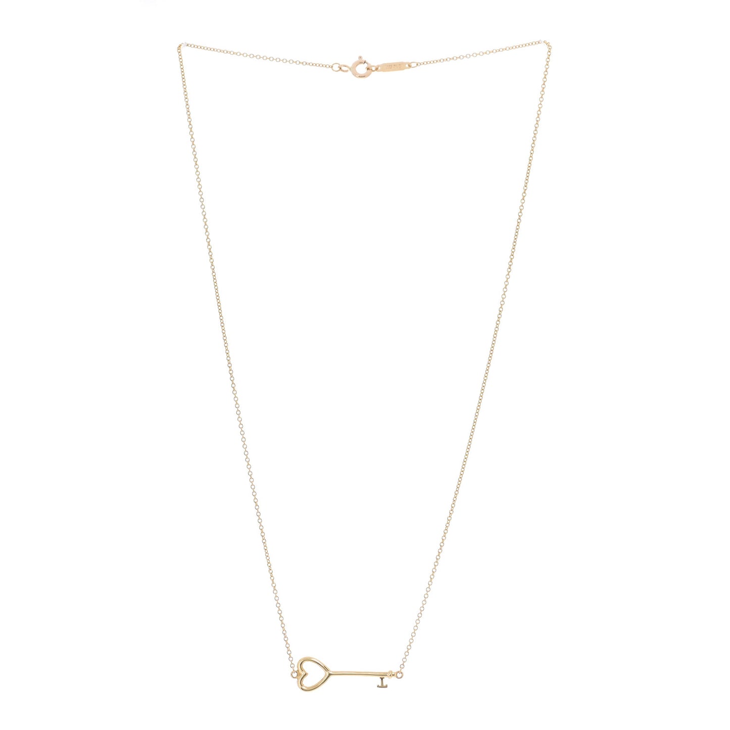 18K Yellow Gold Heart Key Pendant Necklace