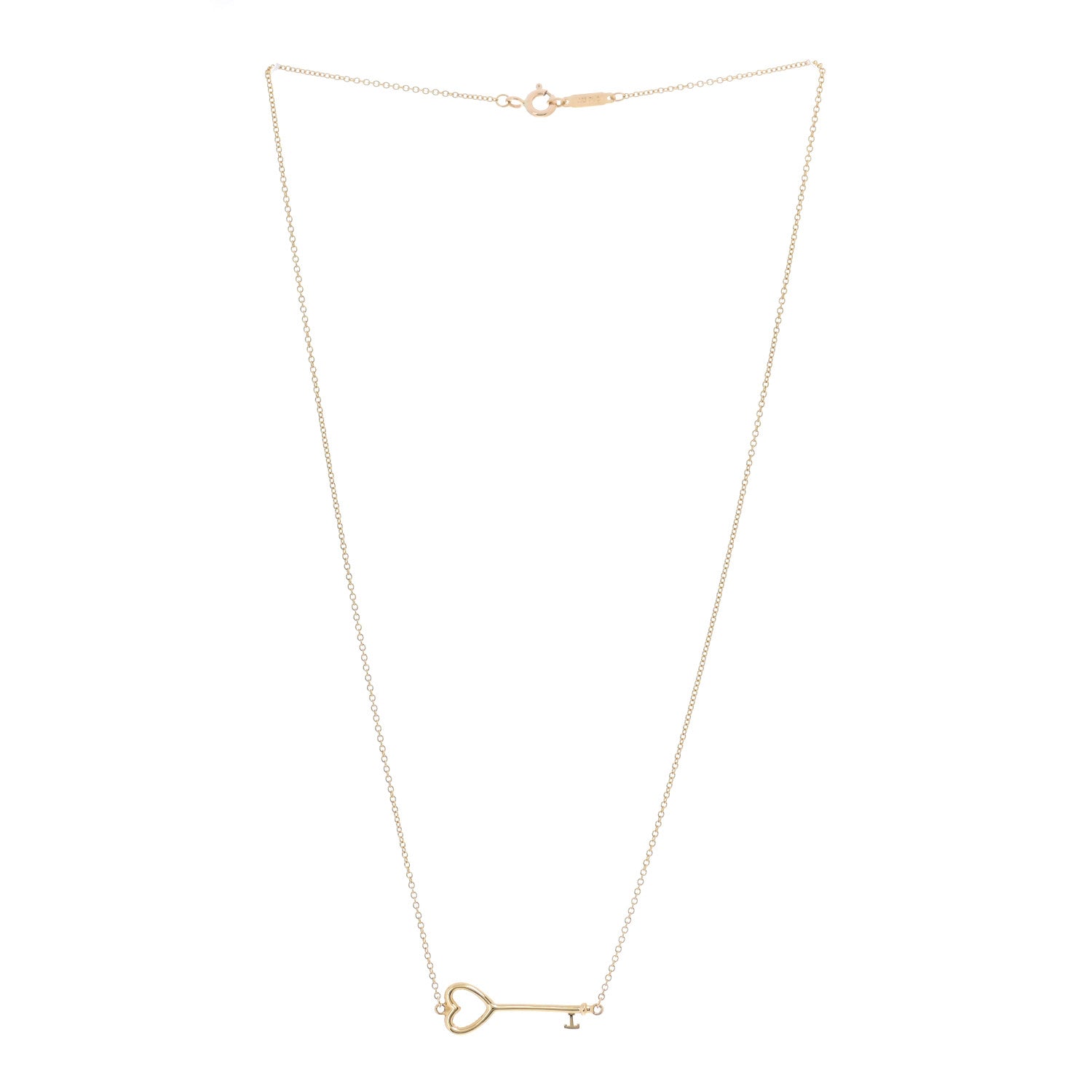 Tiffany 18K Yellow Gold Heart Key Pendant Necklace 3 of 5