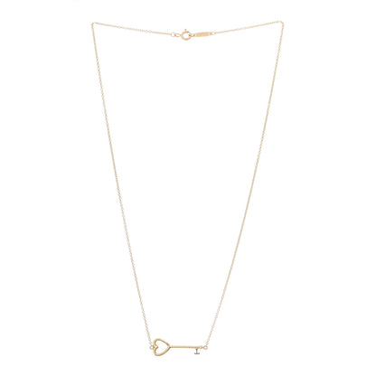 Tiffany 18K Yellow Gold Heart Key Pendant Necklace 3 of 5