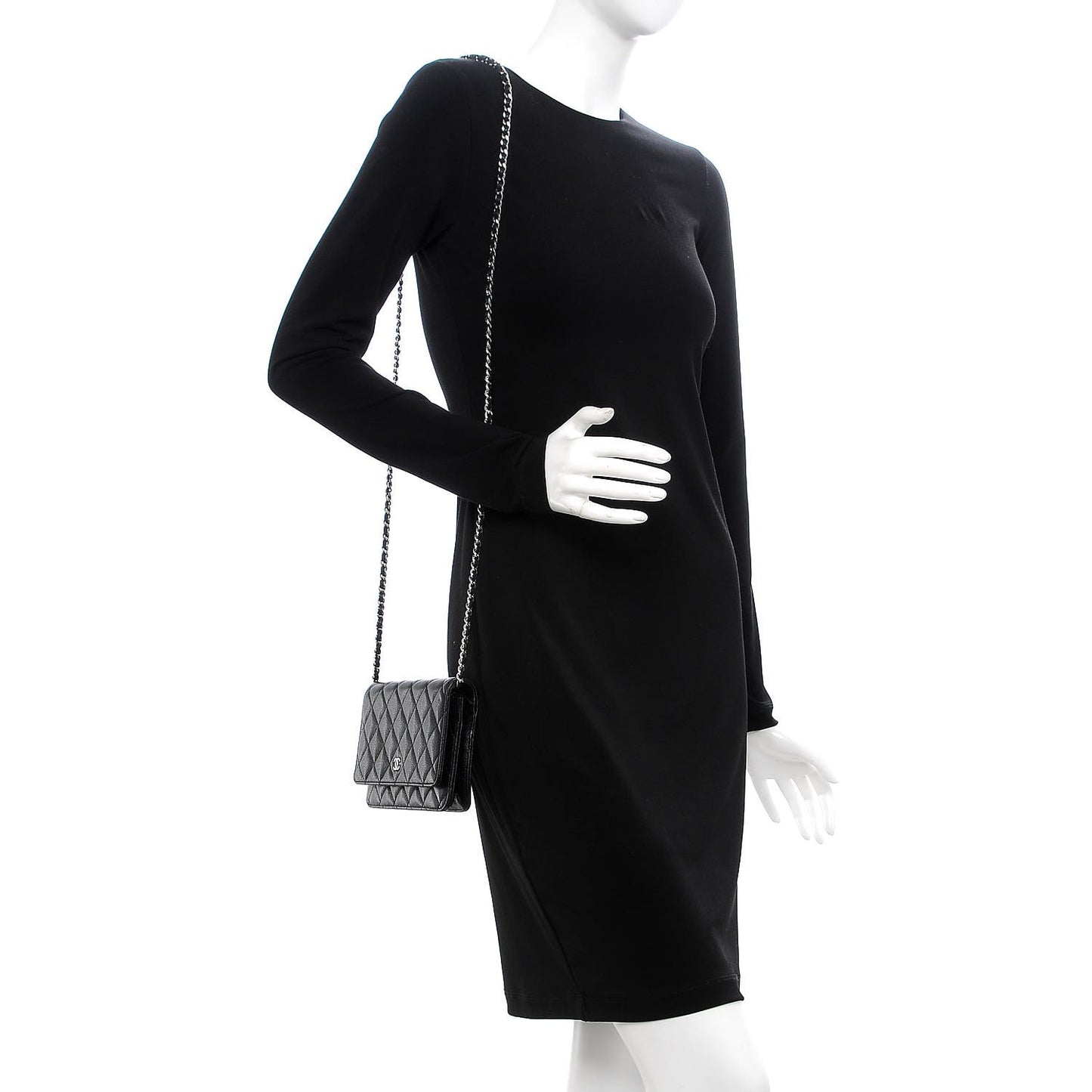 Caviar Quilted Wallet On Chain WOC Black