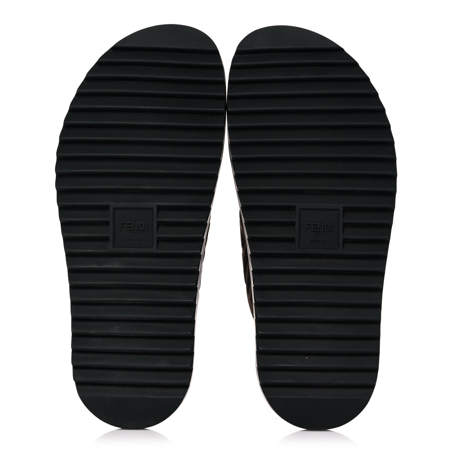 Fendi Fabric Rubber Macro FF Embroidered Mens Crisscross Slide Sandals 9 Maya Black 5 of 9