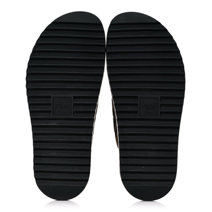 Fendi Fabric Rubber Macro FF Embroidered Mens Crisscross Slide Sandals 9 Maya Black 5 of 9