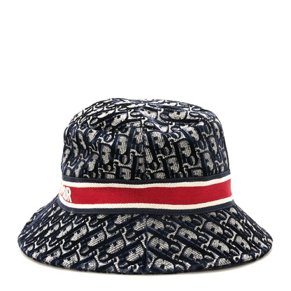 Christian Dior Velvet Oblique Large Brim Bucket Hat 59 Bleu Red 3 of 8