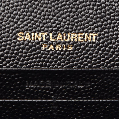 Saint Laurent Grain De Poudre Matelasse Chevron Monogram Chain Wallet Black 6 of 8